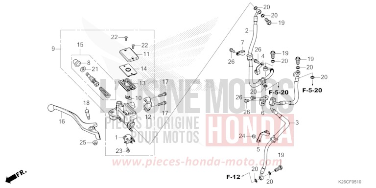 FRONT BRAKE MASTER CYLINDER (MSX GROM A) for MSX GROM A CANDY VICTORY BLUE (B214) from 2024